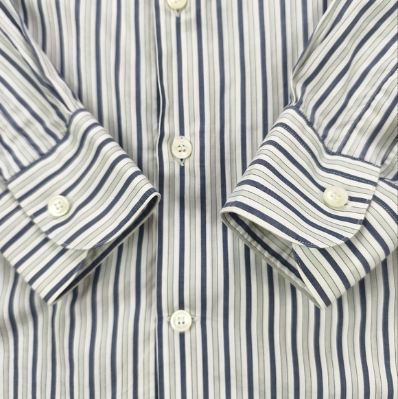 Salvatore Ferragamo Italy Luxury Striped Dress Shirt Blue & White Classic - Picture 3 of 13
